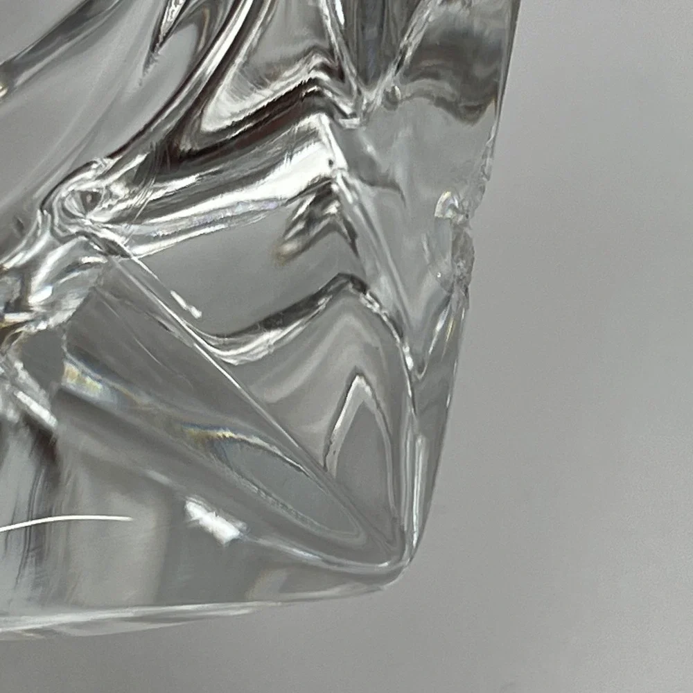 PartyLite Crystal Votive Candle Holders Pair Heavy Faceted Geometric Glass Chip*